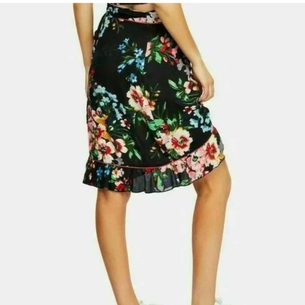 Free People Charlotte Floral Wrap Ruffle Skirt